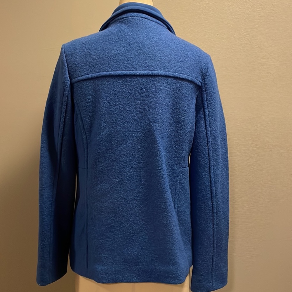 Lands End wool blend lined cornflower blue peat coat - Picture 4 of 7